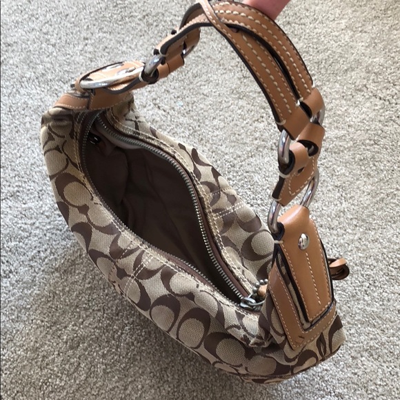 Brown/Tan Coach Large Logo Hobo - Picture 4 of 8